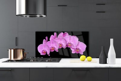 Kitchen Splashback Flowers floral pink black