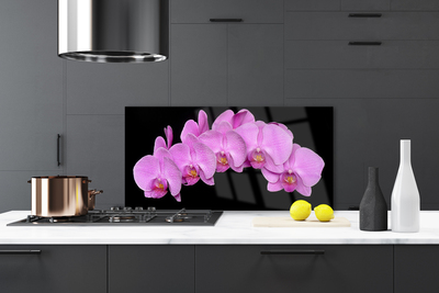 Kitchen Splashback Flowers floral pink black