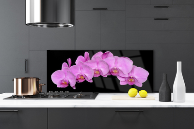 Kitchen Splashback Flowers floral pink black