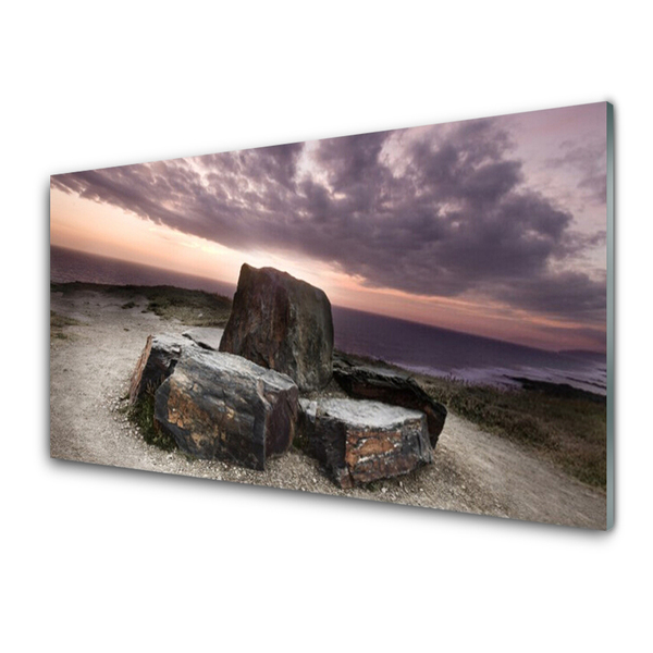 Kitchen Splashback Rock landscape grey pink