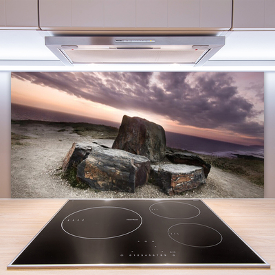 Kitchen Splashback Rock landscape grey pink