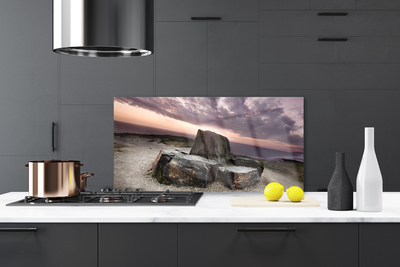 Kitchen Splashback Rock landscape grey pink