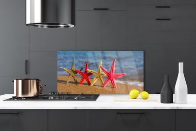 Kitchen Splashback Beach starfish art multi