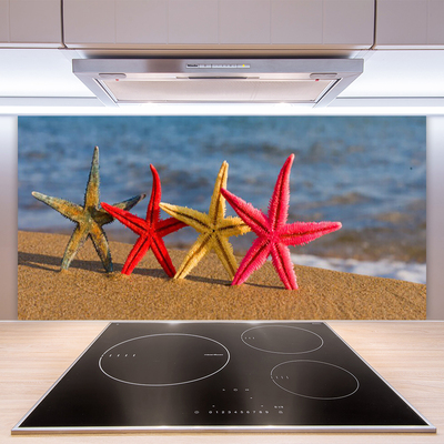 Kitchen Splashback Beach starfish art multi