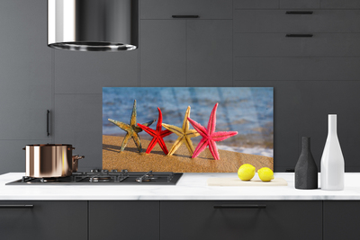 Kitchen Splashback Beach starfish art multi