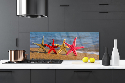 Kitchen Splashback Beach starfish art multi