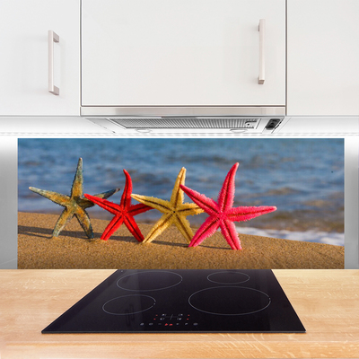 Kitchen Splashback Beach starfish art multi