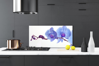 Kitchen Splashback Flowers floral blue purple