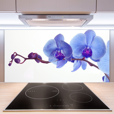 Kitchen Splashback Flowers floral blue purple