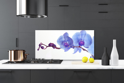 Kitchen Splashback Flowers floral blue purple