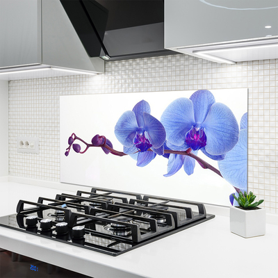 Kitchen Splashback Flowers floral blue purple