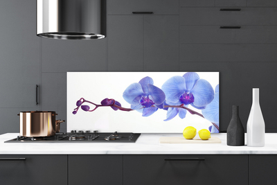 Kitchen Splashback Flowers floral blue purple