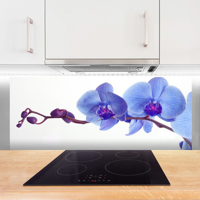 Kitchen Splashback Flowers floral blue purple