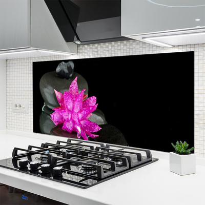 Kitchen Splashback Flower stones floral pink grey