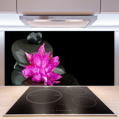 Kitchen Splashback Flower stones floral pink grey