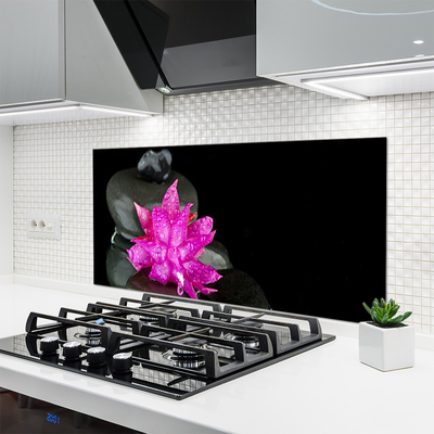 Kitchen Splashback Flower stones floral pink grey