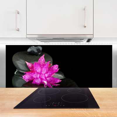 Kitchen Splashback Flower stones floral pink grey