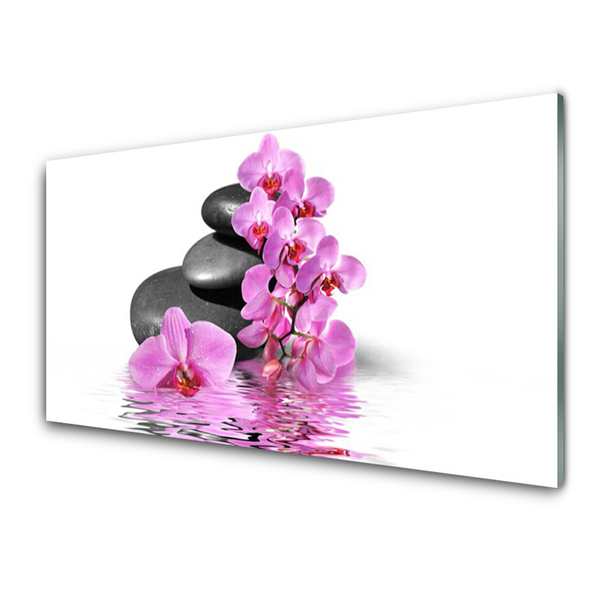 Kitchen Splashback Flower stones floral pink grey