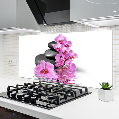 Kitchen Splashback Flower stones floral pink grey