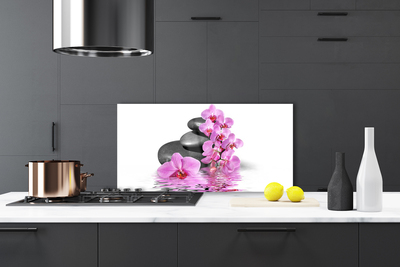 Kitchen Splashback Flower stones floral pink grey