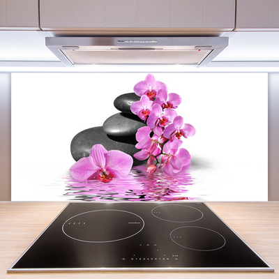 Kitchen Splashback Flower stones floral pink grey