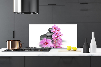 Kitchen Splashback Flower stones floral pink grey