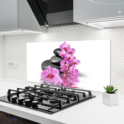 Kitchen Splashback Flower stones floral pink grey