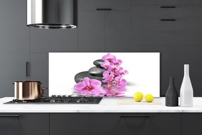 Kitchen Splashback Flower stones floral pink grey