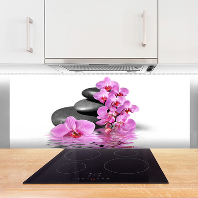 Kitchen Splashback Flower stones floral pink grey