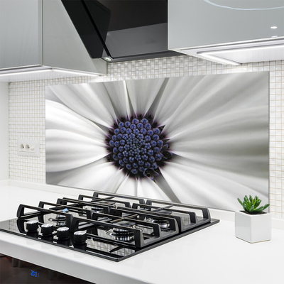 Kitchen Splashback Flower floral white grey purple