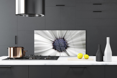 Kitchen Splashback Flower floral white grey purple