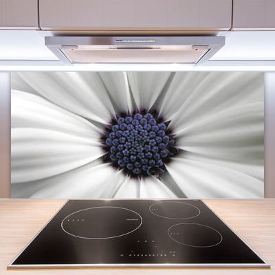 Kitchen Splashback Flower floral white grey purple