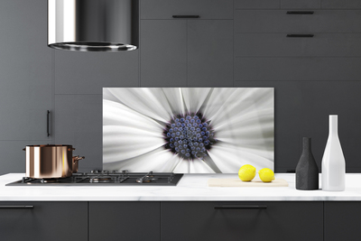 Kitchen Splashback Flower floral white grey purple