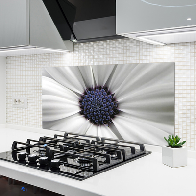 Kitchen Splashback Flower floral white grey purple