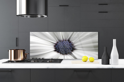 Kitchen Splashback Flower floral white grey purple