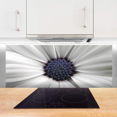 Kitchen Splashback Flower floral white grey purple