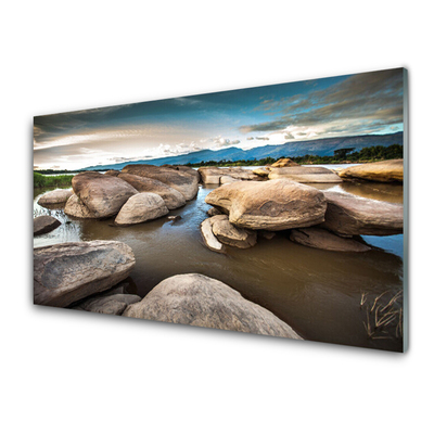 Kitchen Splashback Rock landscape grey