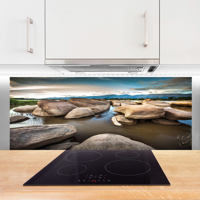 Kitchen Splashback Rock landscape grey