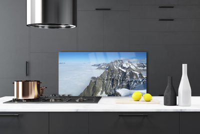 Kitchen Splashback Mountain fog landscape grey white