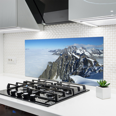 Kitchen Splashback Mountain fog landscape grey white