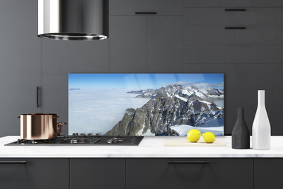 Kitchen Splashback Mountain fog landscape grey white