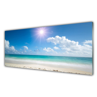 Kitchen Splashback Sea beach sun landscape white blue