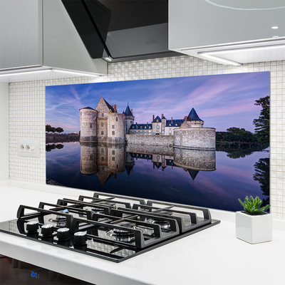 Kitchen Splashback Castle water architecture purple grey black