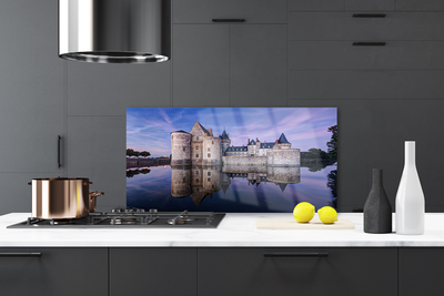 Kitchen Splashback Castle water architecture purple grey black