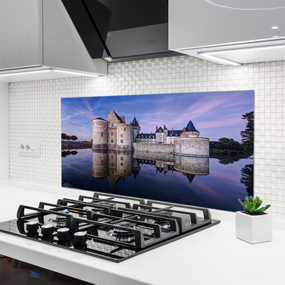 Kitchen Splashback Castle water architecture purple grey black