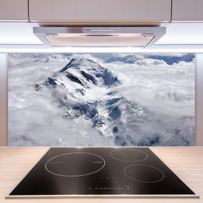 Kitchen Splashback Mountain fog landscape grey white