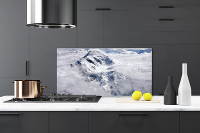 Kitchen Splashback Mountain fog landscape grey white