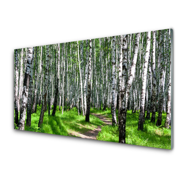 Kitchen Splashback Trees grass nature black white green