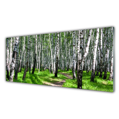 Kitchen Splashback Trees grass nature black white green