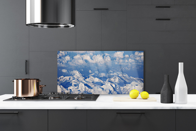 Kitchen Splashback Mountain clouds landscape white blue grey